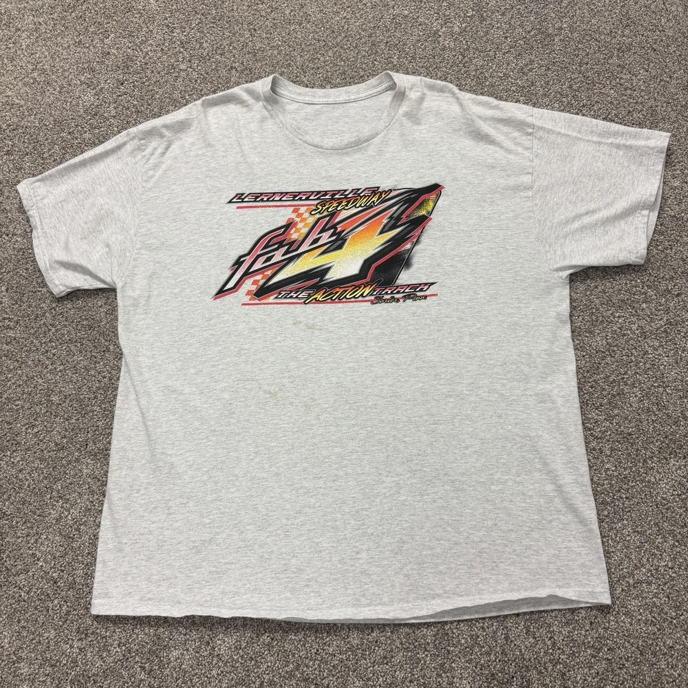 Lernerville Speedway Shirt Mens XL Gray Racing Fab4 Action Track Tee T-Shirt